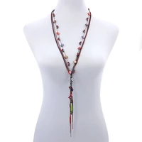 statement women bohemin trendy ethnic gemstone layered crystal stone beads strand necklace fashion jewelry