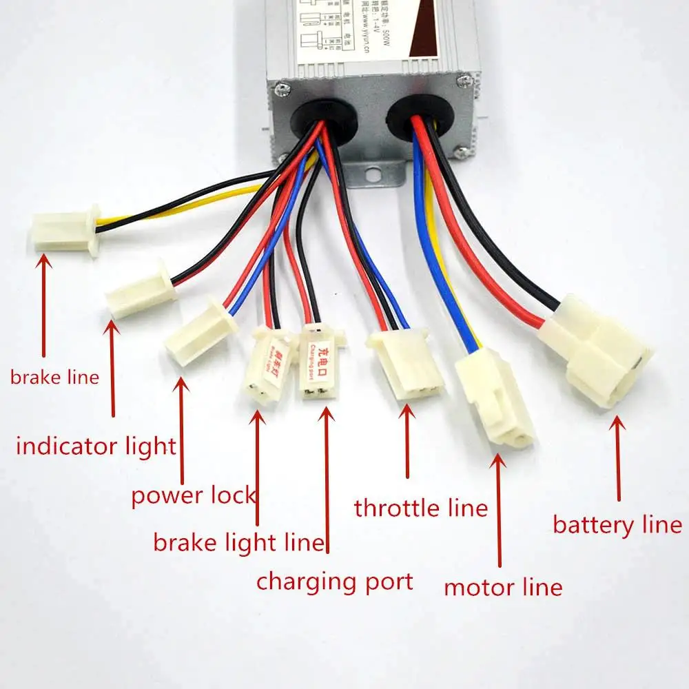 12V/24V/36V/48V 500W DC Электрический велосипед мотор Матовый контроллер коробка для