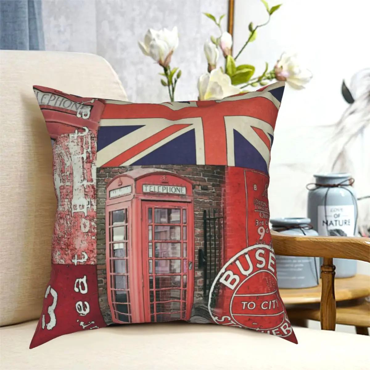 Квадратные наволочки в британском стиле с изображением Лондона флаг для