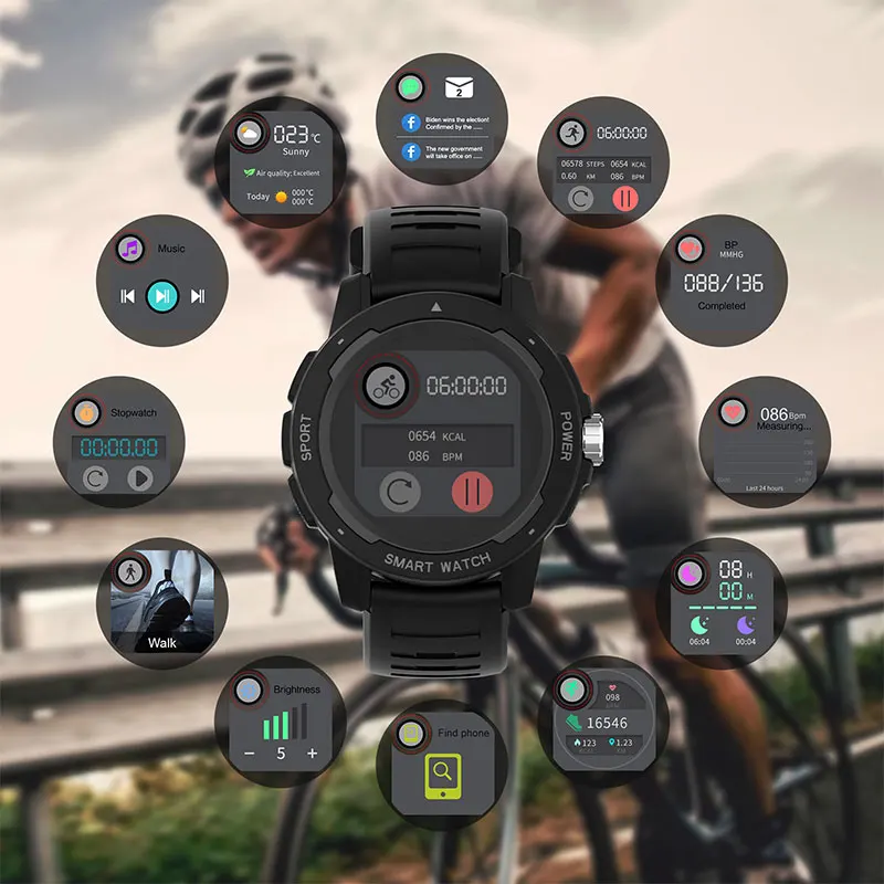 

BingoFit Smart Watch Heart Rate Monitor Fitness Tracker Waterproof Blood Pressure Multi-Mode Sports 1.4 inch Full Touch Watch