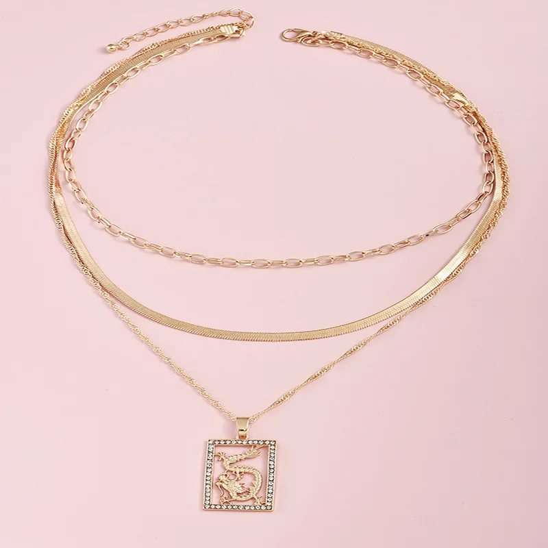 Подвеска в виде дракона ALYXUY многослойная винтажная с кубическим кристаллом