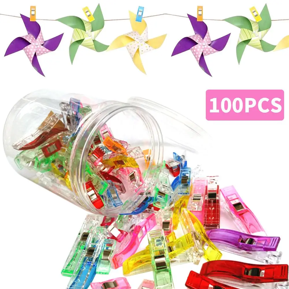 

DIY Plastic Clothing Clips Holder Scrapbooking Home Supplies Sewing Clip Fabric 100pcs DIY Patchwork Quilting Crochet New Clamp