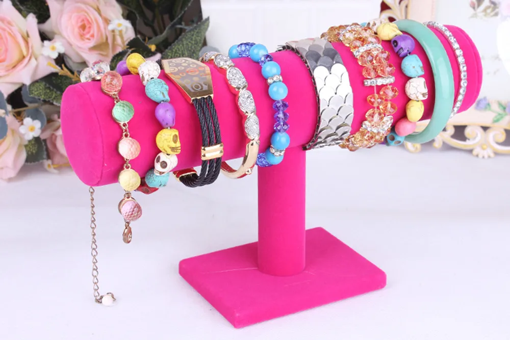 Portable Velvet/PU Leather Bracelet Bangle Necklace Display Rack Jewelry Stand Holder Watch Organizer T-Bar | Дом и сад