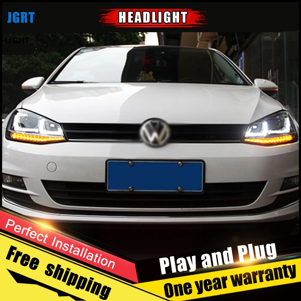 2 шт. автомобильный стиль светодиодный фары для VW Golf 7 2013- для Golf 7 Головной фонарь светодиодный DRL Объектив двойной луч H7 HID Xenon bi xenon объектив
