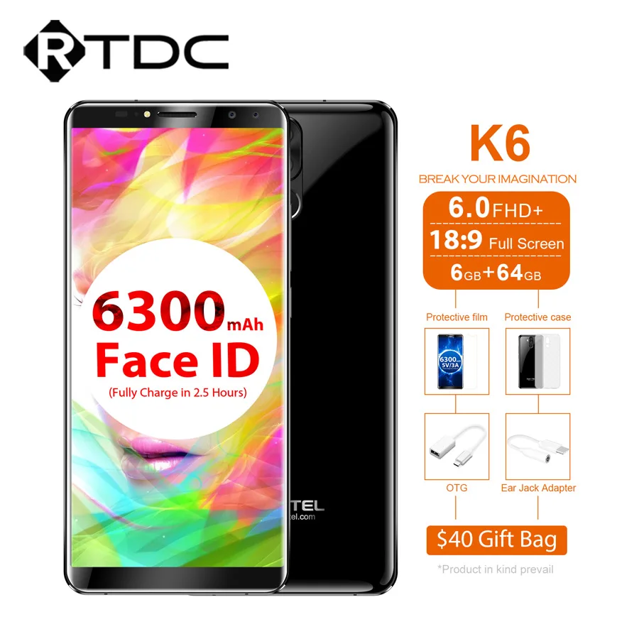 Оригинальный Oukitel K6 18:9 полный дисплей 6 0 ɿHD мобильный телефон ГБ ОЗУ 64 Гб ПЗУ