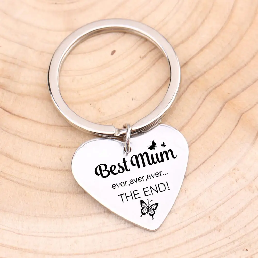 Best Mum Ever The End Keychain Gift To Mom Women Trendy Jewelry Keyring Heart Shaped Pendant Birthday Mother's Day Present | Украшения