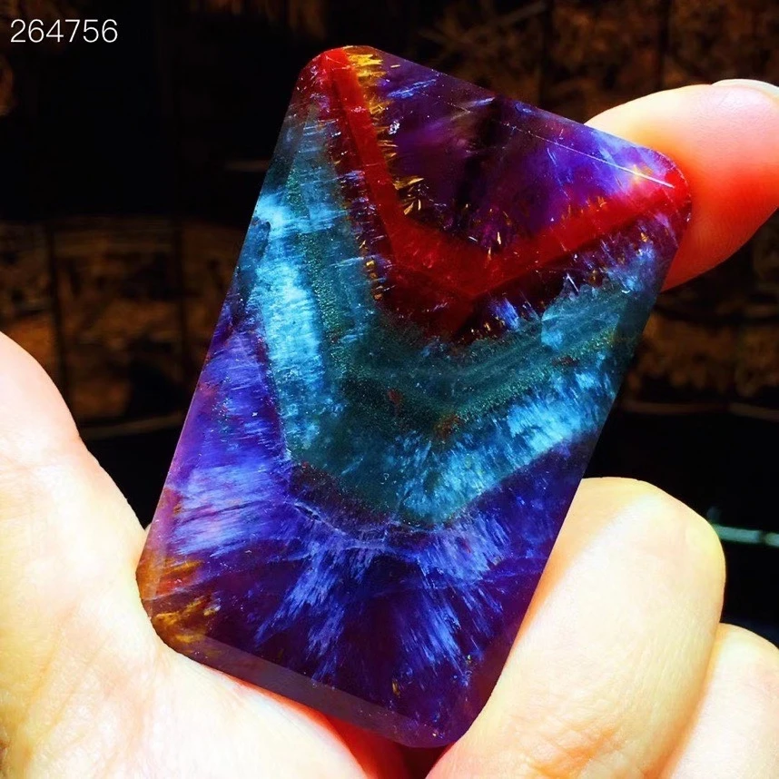 

100% Natural Cacoxenite Auralite 23 Pendant Rectangle Purple Red Women 48.6x31.3x6.9mm Canada Crystal Jewelry AAAAA