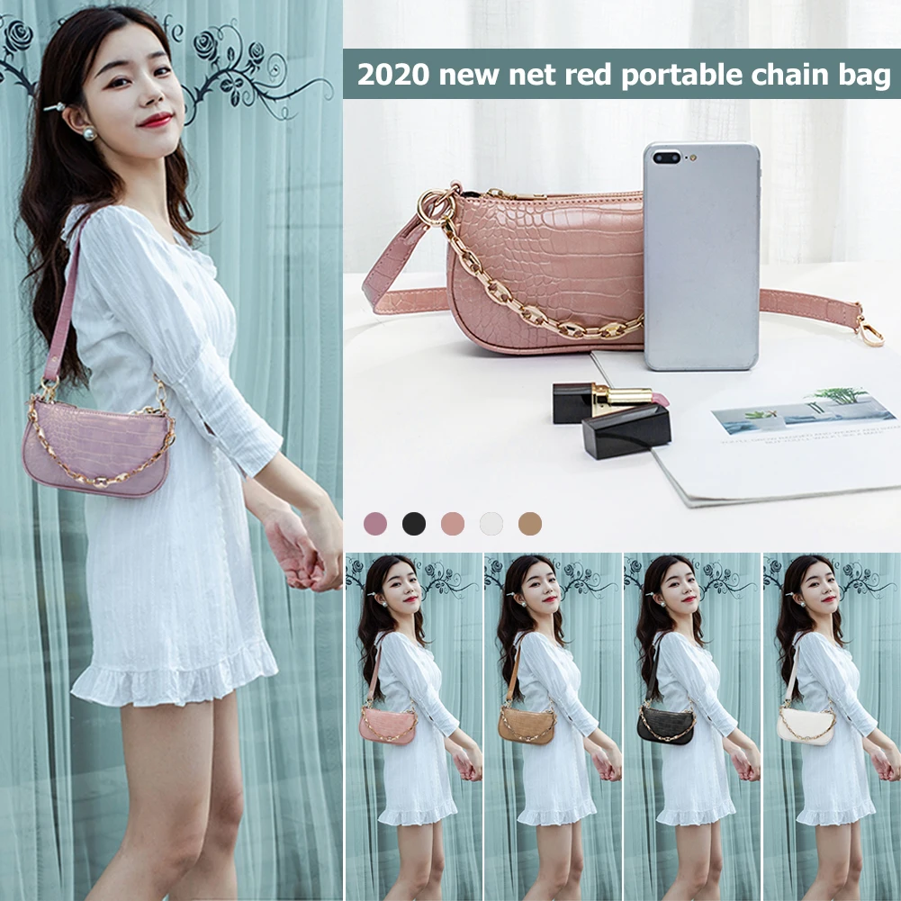 

Retro Alligator Pattern Handbag Women Elegant Leather Chain Totes Shoulder Bags Chain Elegant Crossbody Shoulder Bag