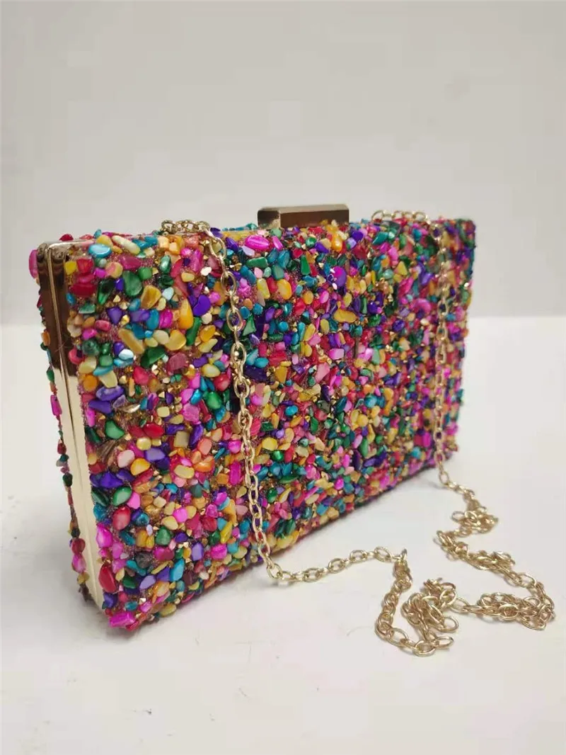 2023 New Women Diamond Clutch Bags Luxury Colorful Wedding Shoulder Bags Mini Wallets With Chain Drop Shipping