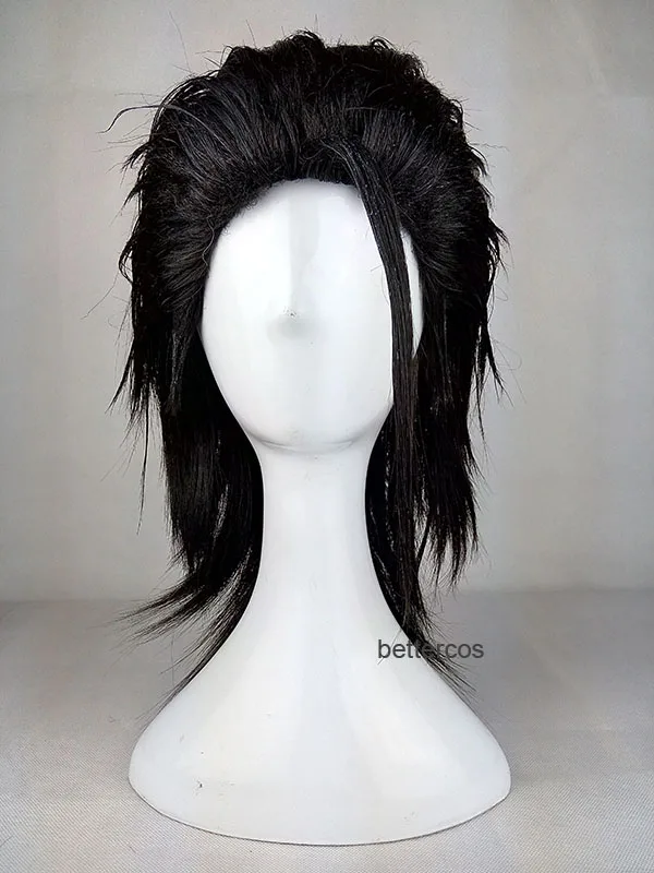 

Final Fantasy FF7 Zack Fair Cosplay Wigs Short Black Slicked-back Heat Resistant Synthetic Hair Wig + Wig Cap