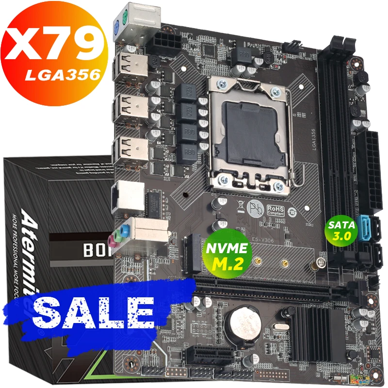 материнская плата пк Материнская Atermiter X79 LGA 1356 игровая мини ПК DDR3 PC3 REG ECC серверная