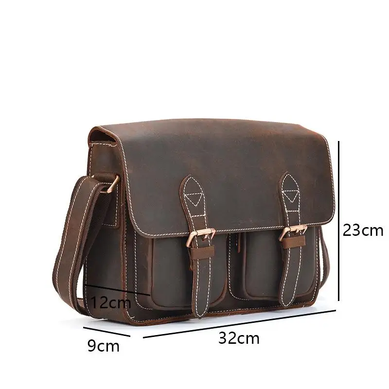

YourSeason 2021 Retro Crazy Horse Leather Student Briefcase Genuine Leather Mens Business Casual Shoulder Crossbody Handbags