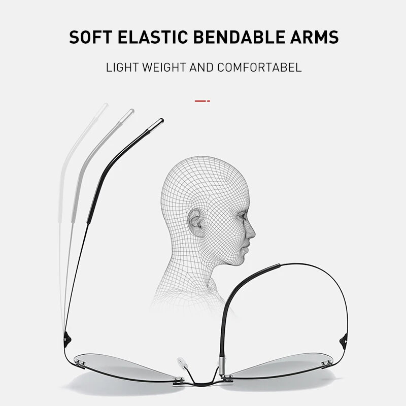 Мужские солнцезащитные очки без оправы CAPONI поляризационные для вождения рыбалки