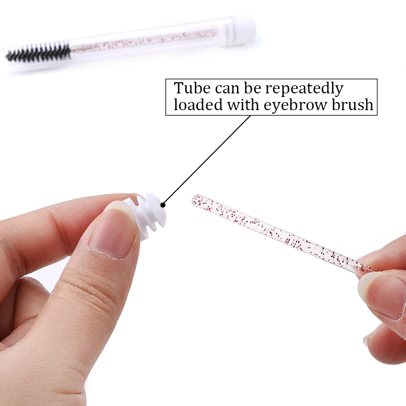 50Pc Reusable Eyebrow Brush Tube Eyelash Brush Eyebrow Brush Replaceable Dust-proof Sparkling Diamond Makeup Brush