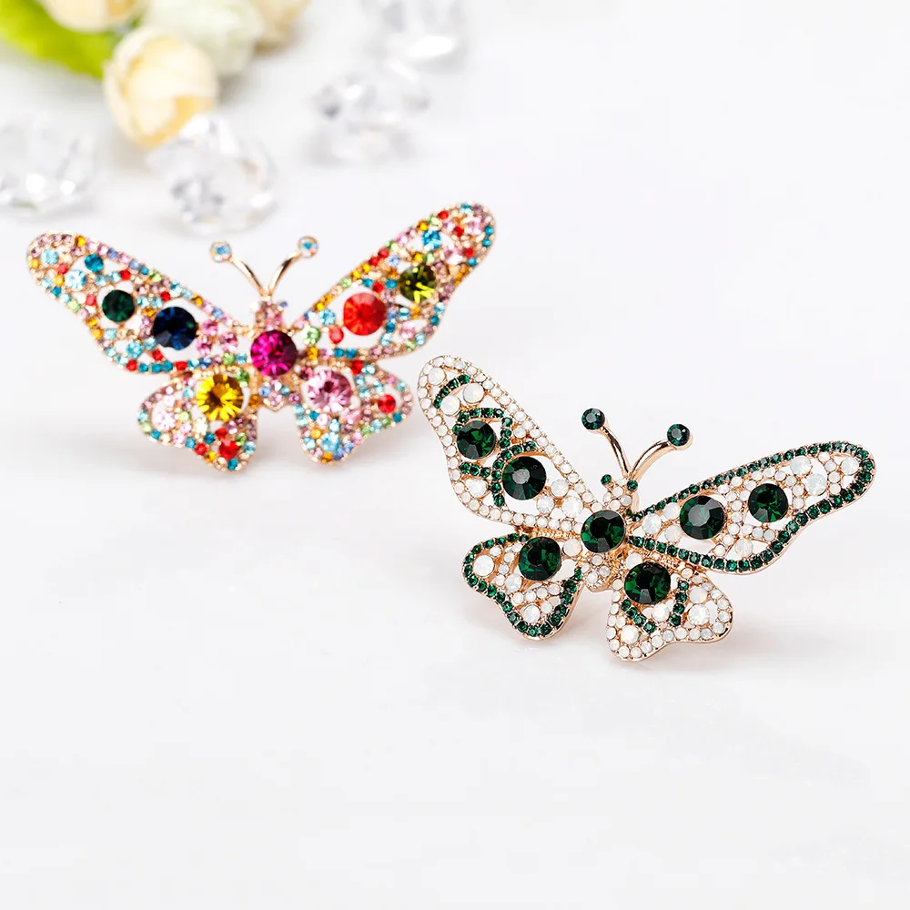 

New Large Vintage Colorful Rhinestone Diamante Butterfly Brooch Broach Pin Wedding