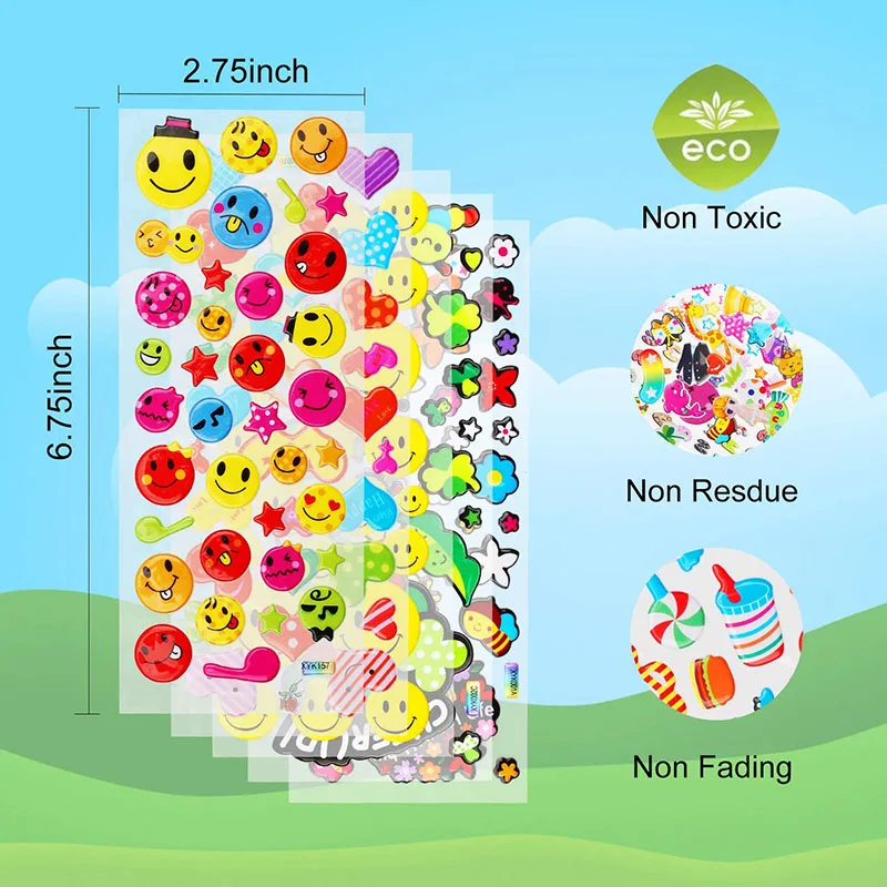 20 hojas de pegatinas 3D para ni&ntilde;os y ni&ntilde;as, diferentes pegatinas a granel, surtidos para &aacute;lbum de recortes, pegatinas de dibujos animados de animales de princesa, Juguetes DIY-3