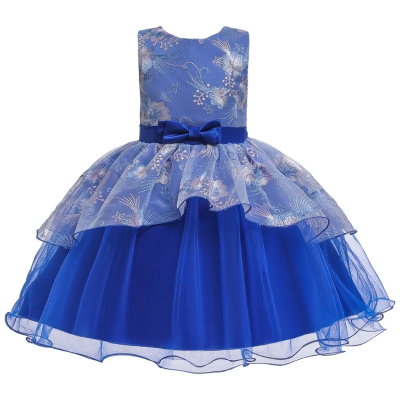 

Kids Girls Dress Party Wedding Flower Bowknot Sleeveless Dress Children Pageant Robes Formal Baby Christmas Party Princess Dress