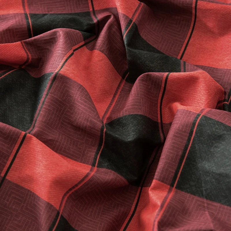 

100%Cotton Soft Duvet Cover Bed Sheet Set Red Black Gingham Plaid Geometric Pattern Bedding set Twin Queen King size for Teens