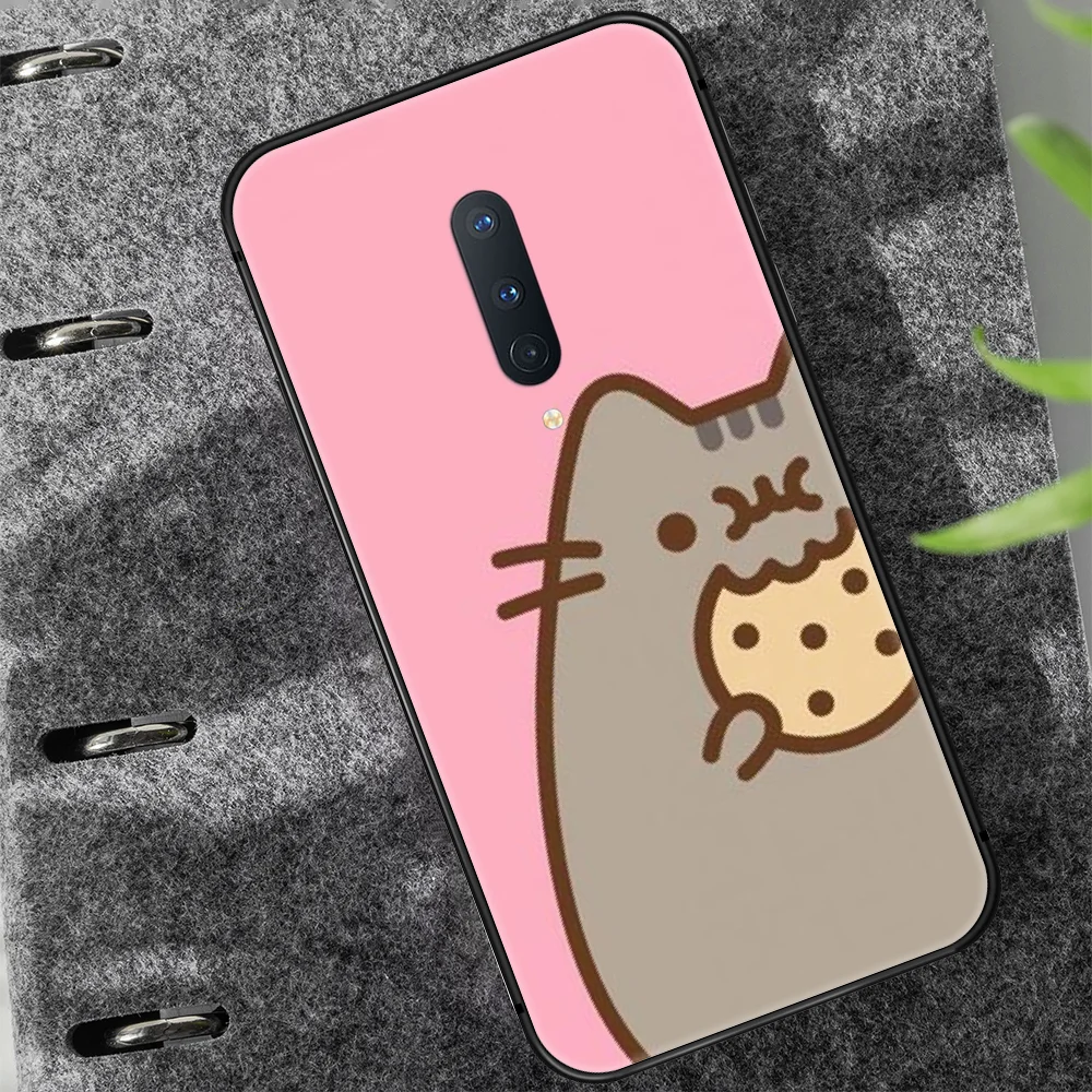 

Cartoon Cute Pusheen Phone Case Cover Hull For 1+ Oneplus 5T 6 6T 7 7T 8 8T Pro black Hoesjes Fashion Bumper Painting Back 3D