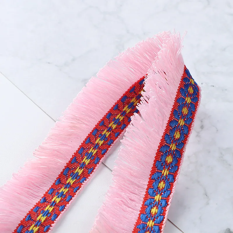 25mm Ethnic Style Tassel Edge Jacquard Ribbon for Diy Craft Curtain Home Textiles Materials Bag Clothing Decoration Accessories