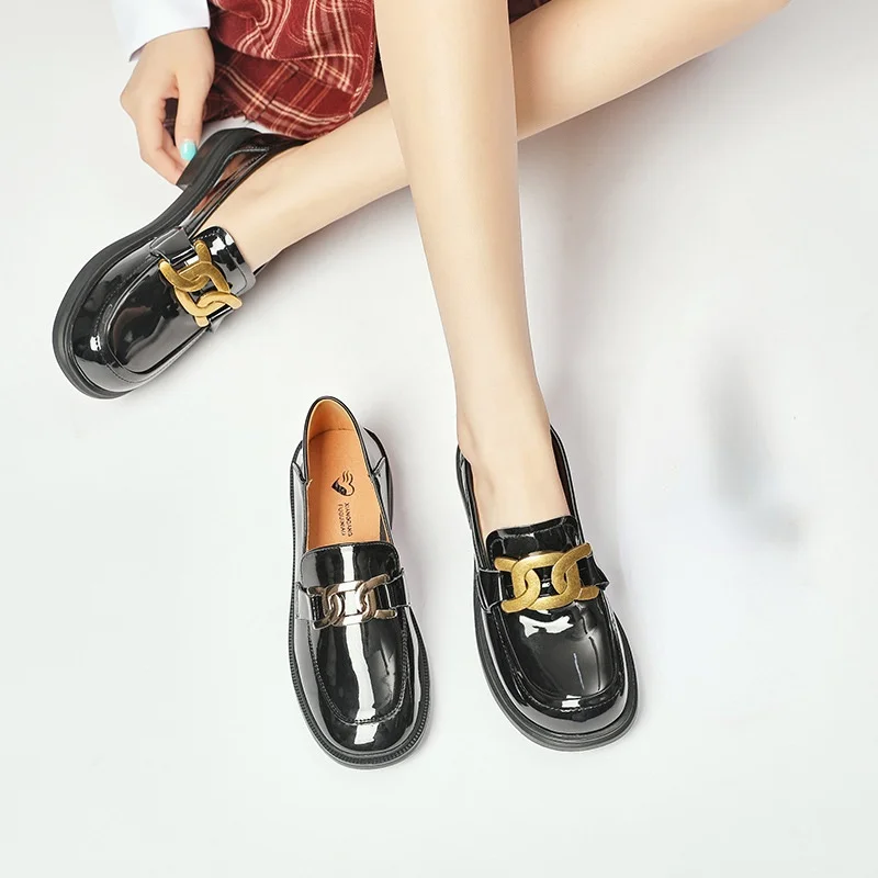 

Japanese Small Leather Shoes Female Leather 2021 New College Style Lazy Set Foot Women Shoes Simple Round Head Loafer Shoe List