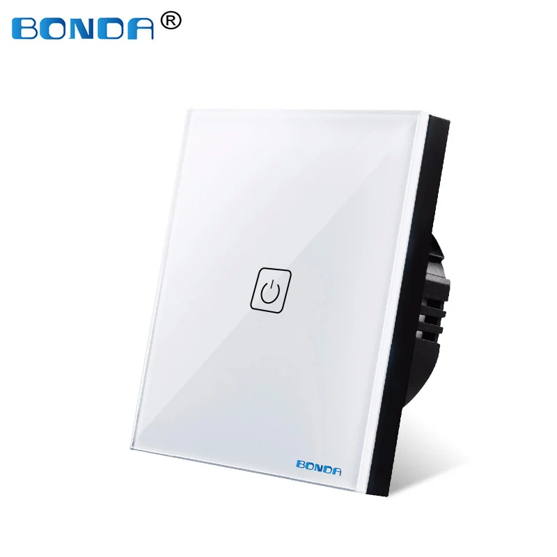 BONDA сенсорный выключатель стандарт ЕС/Великобритания белый кристалл стеклянная