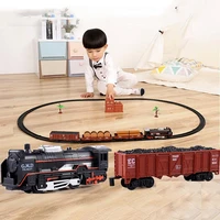 electric light retro train toy set ornaments with railway electric track classical set toys children new year christmas gifts