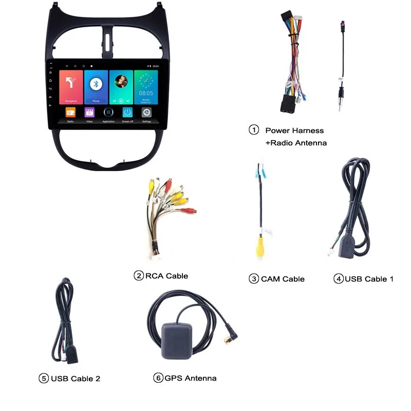 

500Miles 2 Din Android Car Stereo Radio For Peugeot 206 2001-2016 9" Screen Multimedia Player GPS Navigation Head Unit Autoradio