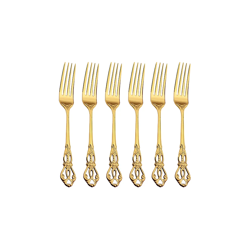 

6pcs Stainless Steel Cutlery Set Gold Dinnerware Royal Tea Spoon Forks Knives Kitchen Western Dinner Silverware Tableware Gift