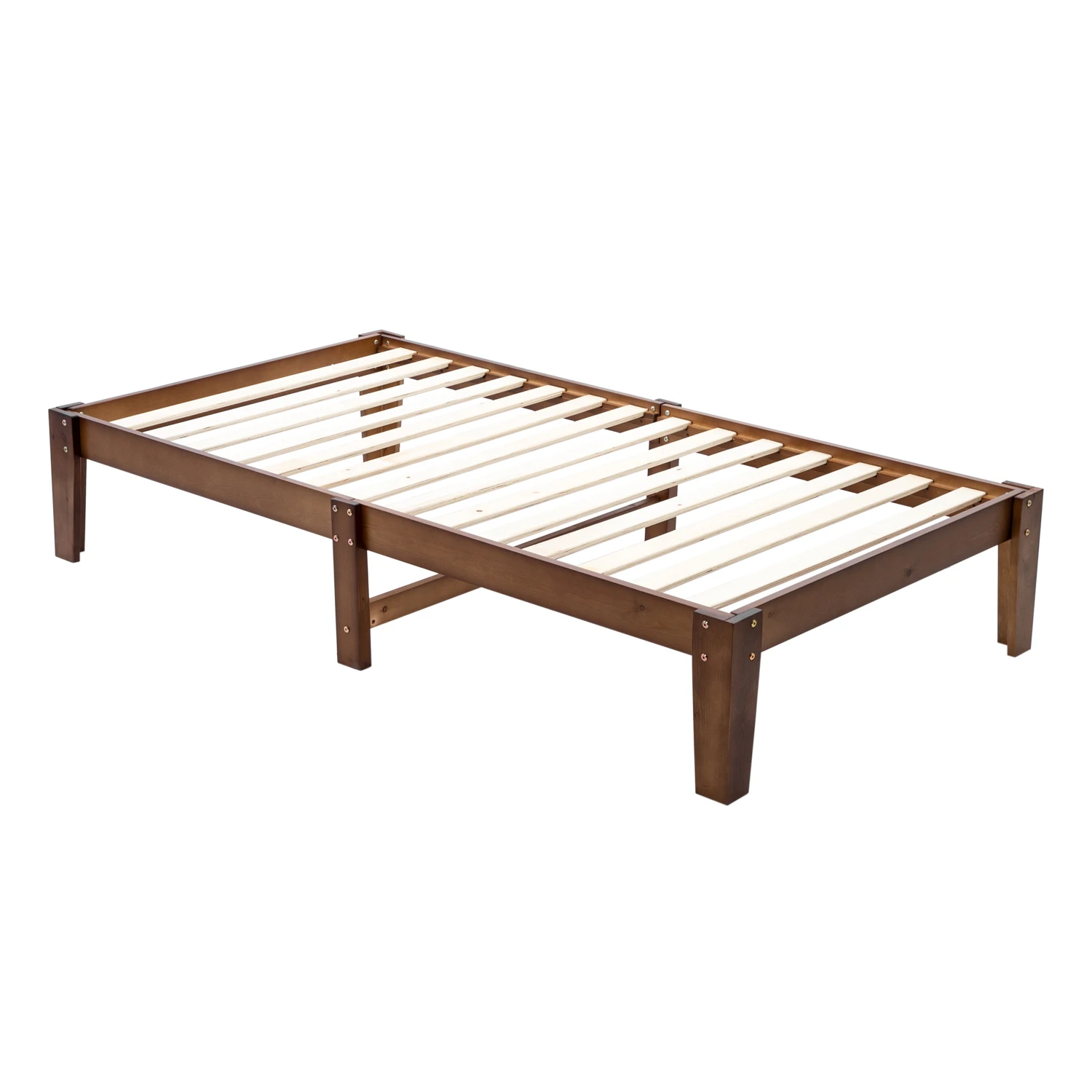 

Hot Twin Bed Single-layer Basic Model without Headboard Brown Twin Wooden Bed Pine Easy to Assemble