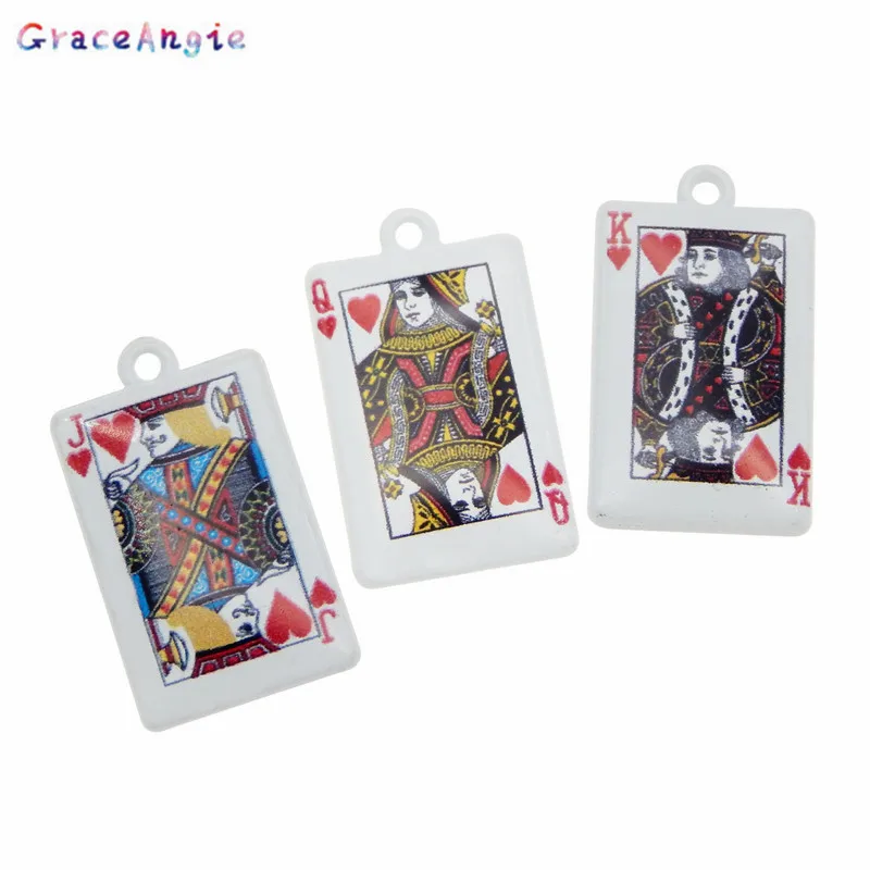6/8/10 шт. Микс Джокер Король Королева покерная карта кулон молочно-белый покрытый