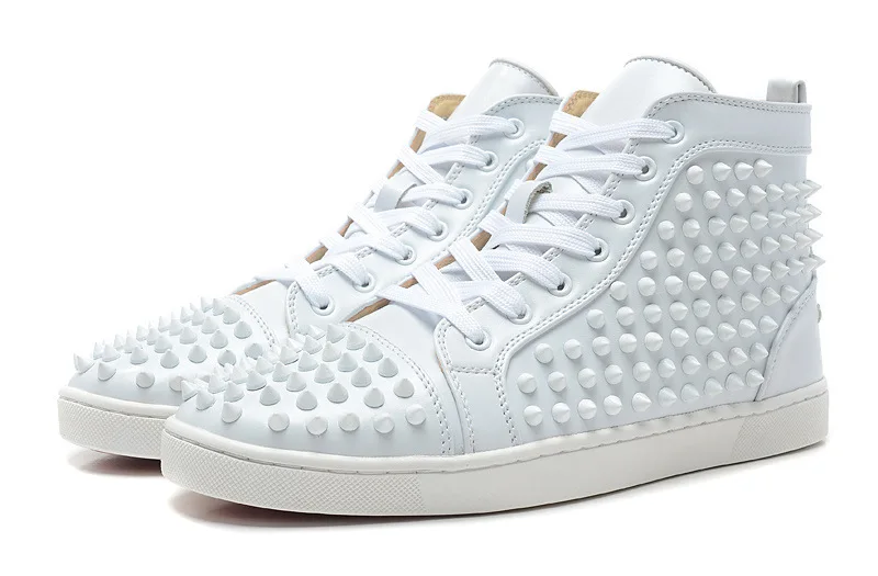

Luxury Designer Platform Women's Sneakers Unisex Leather Rivet Anti-wolf Female Shoes Spring Autumn High-top Fashion Men's Shoes
