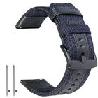 Ремешок кожаный для спортивных часов, нейлоновый тканевый быстросъемный сменный Браслет с пружинными штифтами для Samsung Galaxy Watch 42 мм 46 мм 22 20 мм