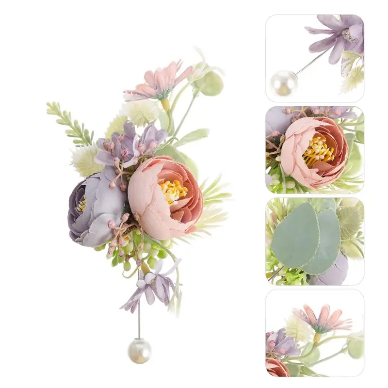 

1Pc Artificial Flower Corsage Simulation Flower Brooch Wedding Photographic Prop