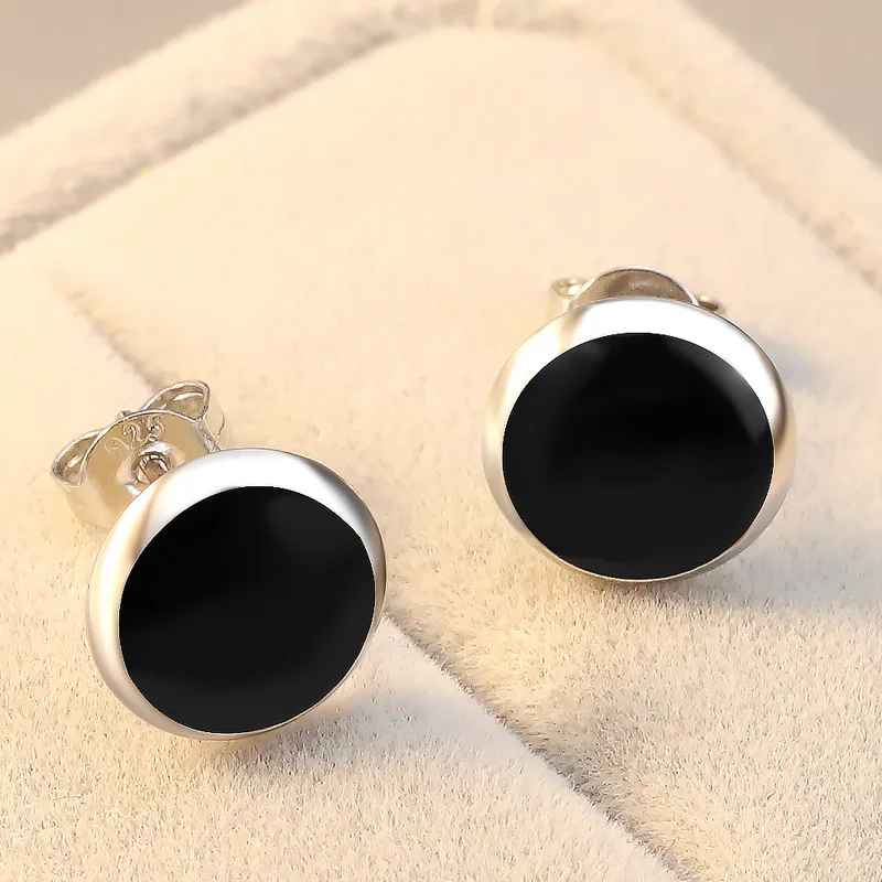 ZHOUYANG серьги-гвоздики унисекс для женщин и мужчин простые классические черные