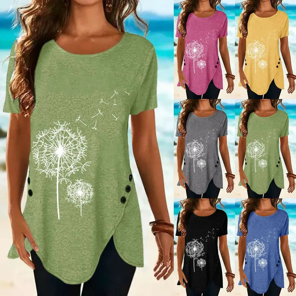 

Fashion Tops Casual Plus Size Dandelion Short Sleeve Blouse T Shirt