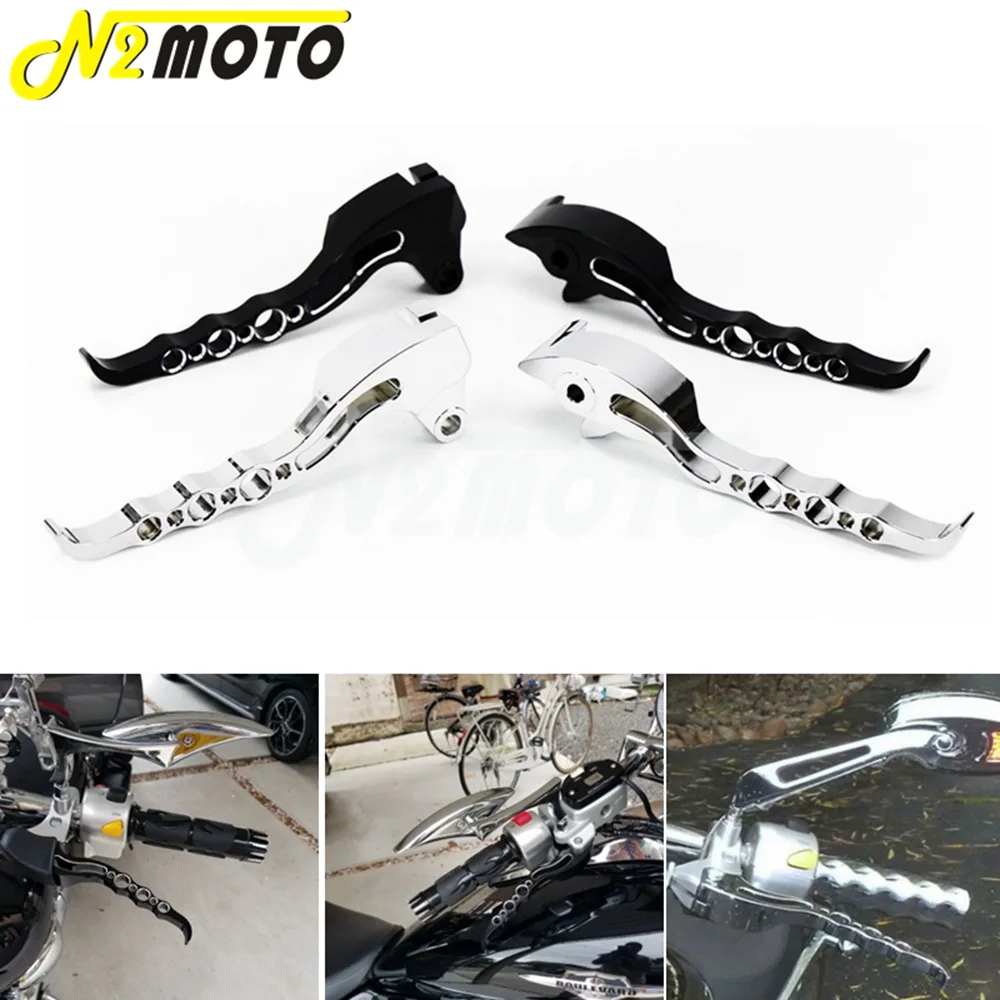 

Aluminum Motorcycle Black/Chrome Loopholes Brake Clutch Levers For Suzuki Boulevard M109R M109 2006- 2014 2015 2016 2017