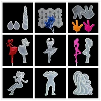 unicorn gesture fashion lady silicone lollipop mould fondant dancing girls kitchen cake mold 3d snack baking pastry tool