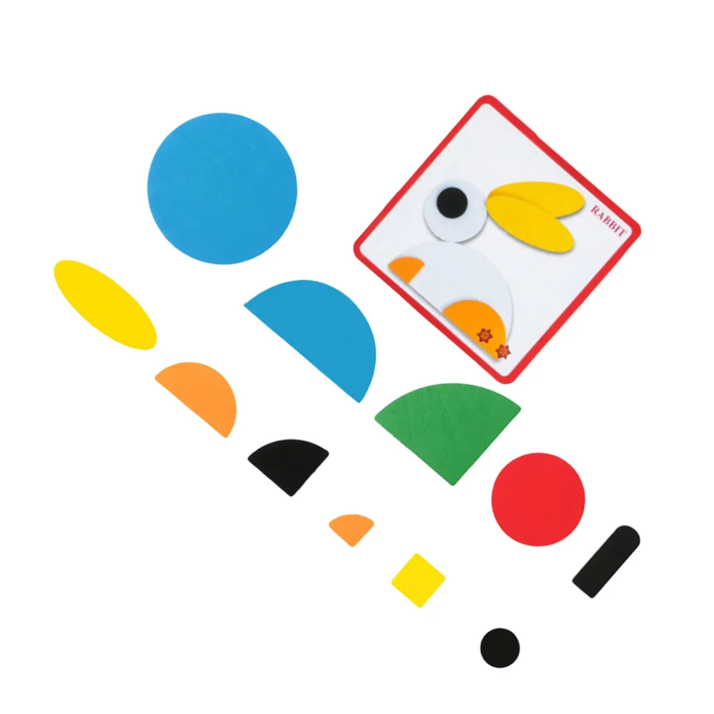 

1 Set Kids Tangram Playset Geometry Puzzle Plaything Cartoon Building Blocks