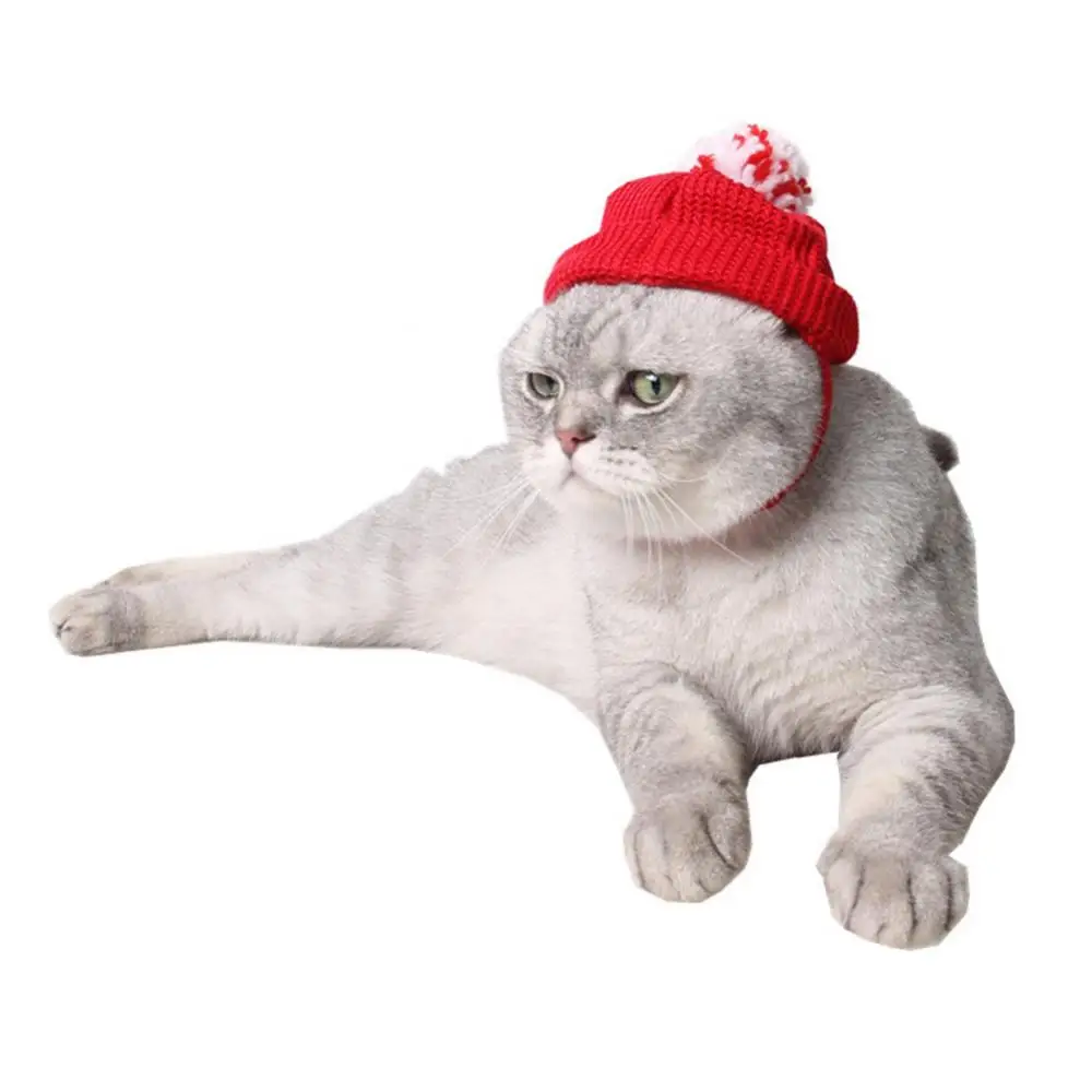 

Pet Cat Dog Puppy Animal Christmas Hat Santa Hat Pet Supplies Dog Cat Puppy Christmas Holiday Kitten Pierced Woolen Hat Decor