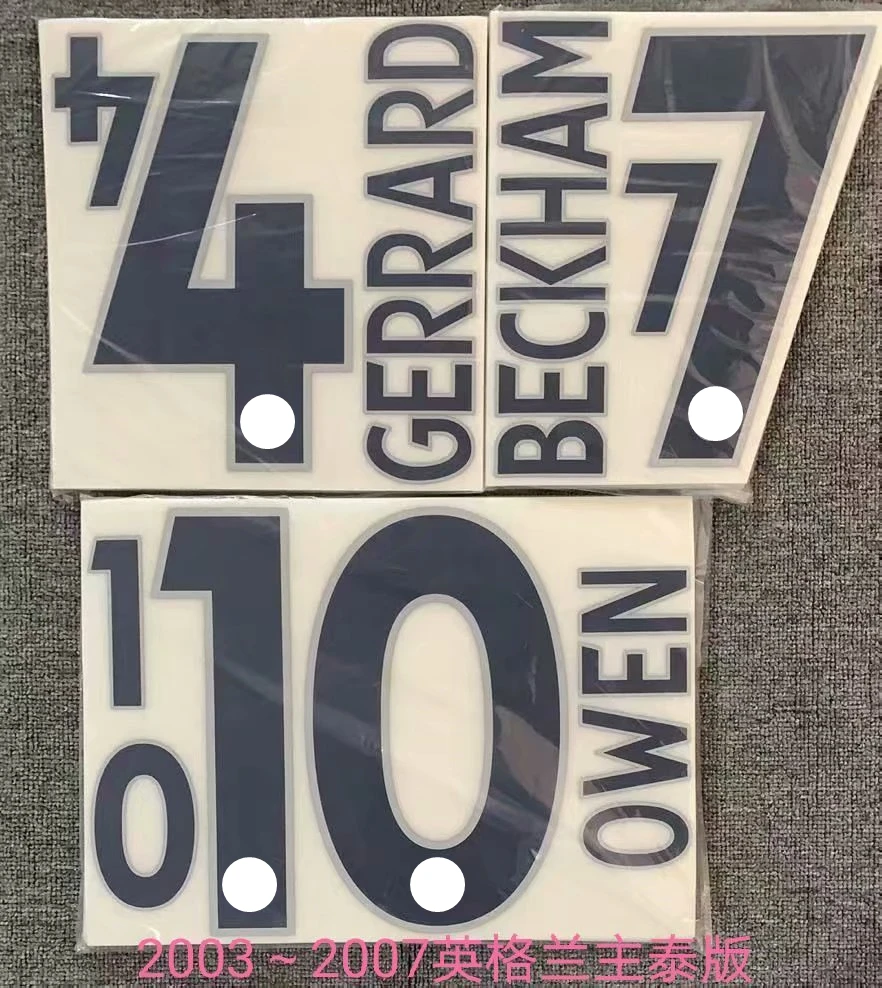 

Retro 2003-2007 England away beckham gerrard owen Name and number Hot stamping Patch Badges