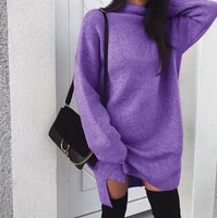 2021 warm winter turtle neck pullover knitted plus size fall clothes for women fashion sexy women sweater dress new fashion
