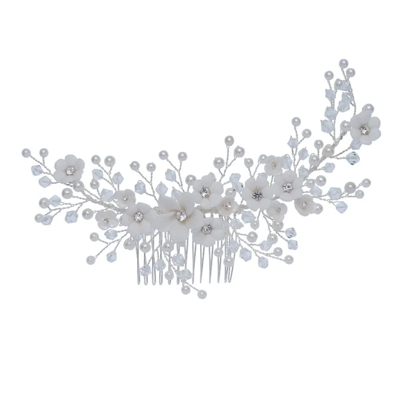 SLBRIDAL ручная работа серебряный цвет стразы кристалл свадебная расческа для волос