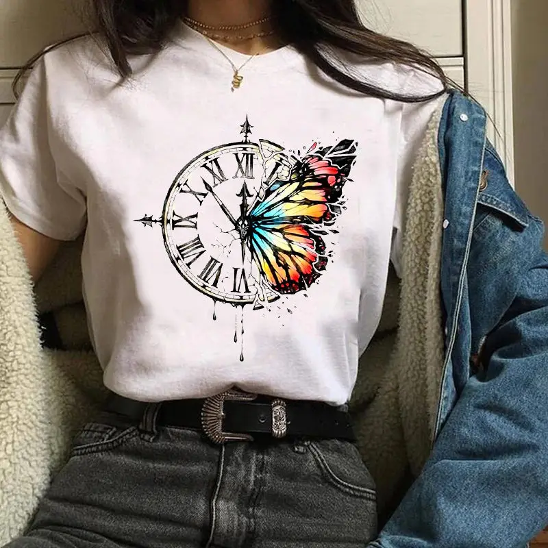 

Women's T-shirt Watercolor Feather Fashion Print T-shirt Harajuku Graphic Aesthetic Casual 90s Tee Top Women