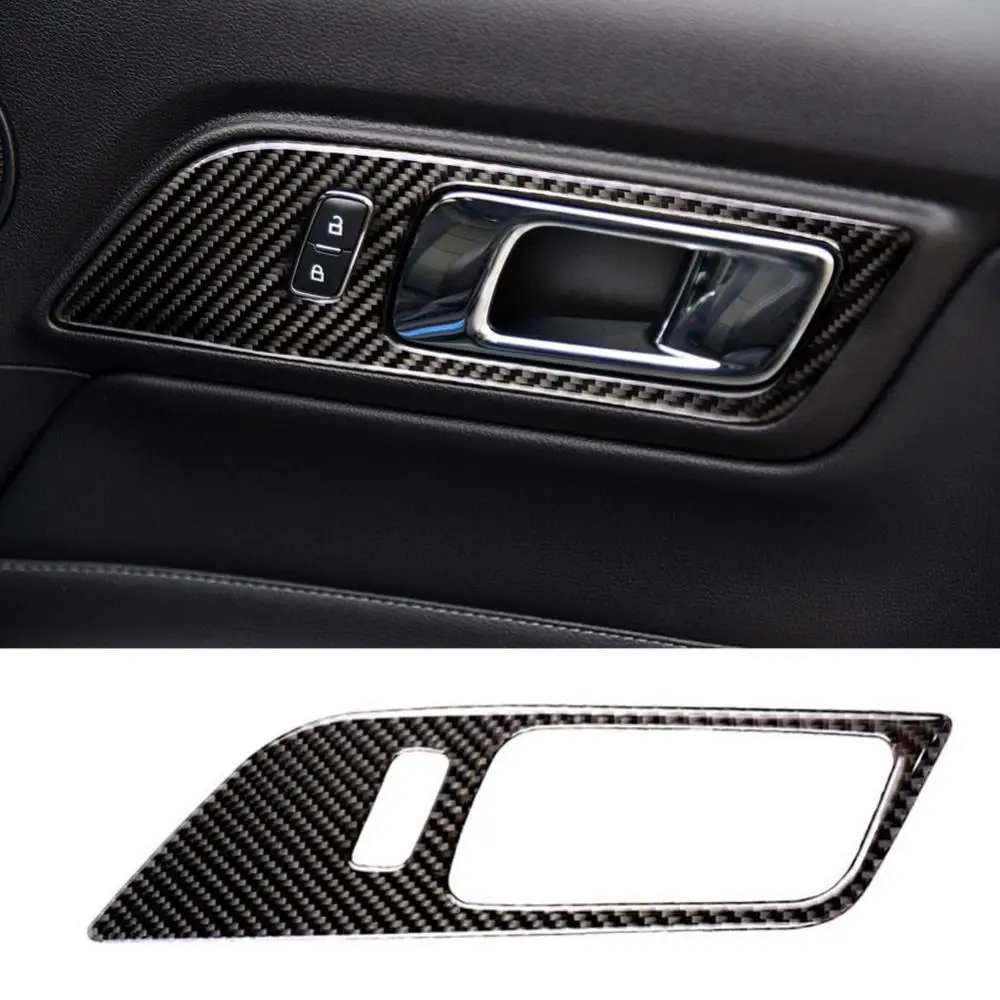 

2Pcs Carbon Fiber Car Door Handle Frame Sticker Easy to Install Strong Adhesion Anti-scratch Stickers Fit for Ford Mustang