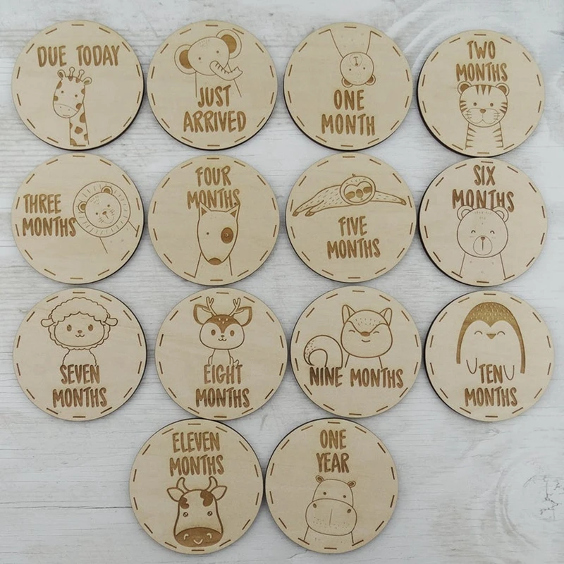 Пользовательские детские карты milestone толщиной 3 мм круглое животное милый