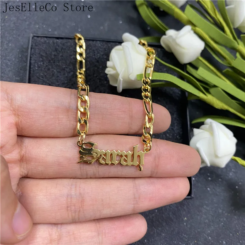 

Gold Color Stainless Steel Personalized Name Neckalce Old English Name Necklace Custom Name Necklace