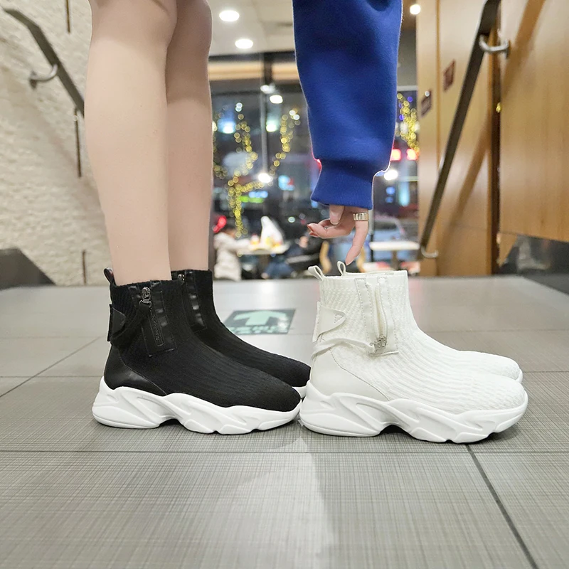 Женские высокие кроссовки Sock черные массивные ботильоны осенние ботинки