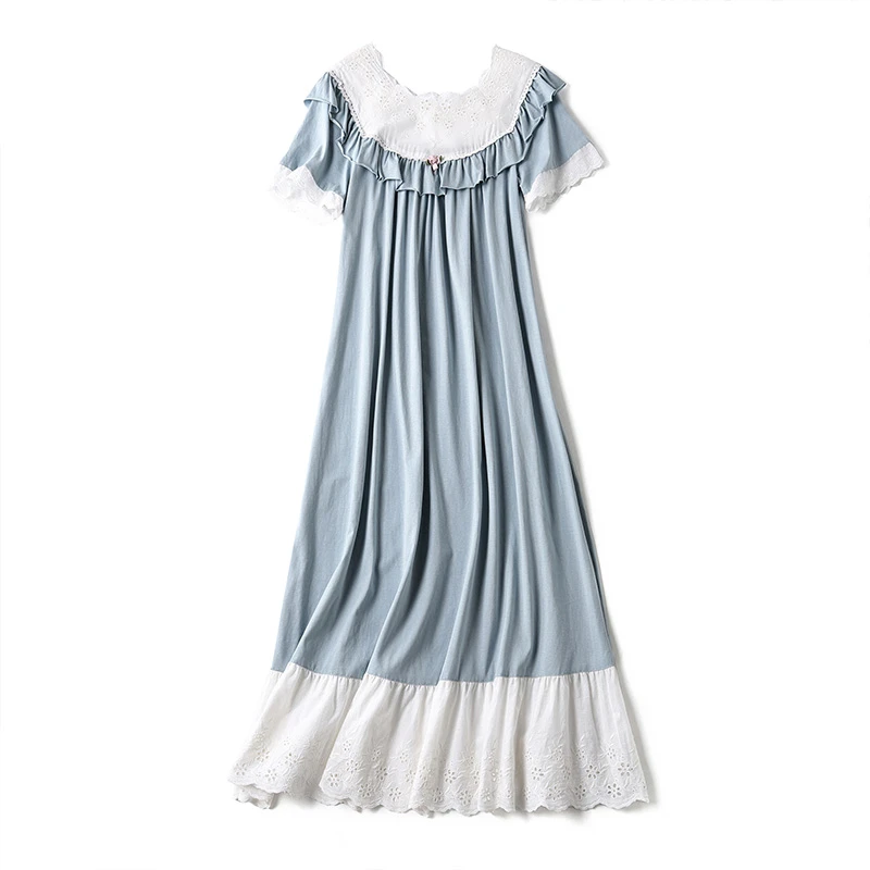 2021 элегантная летняя Пижама женская ночная рубашка с коротким рукавом винтажная