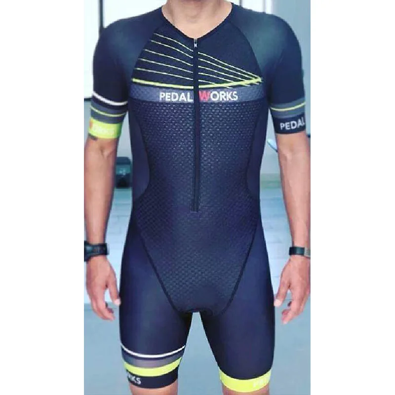 Dark Blue cycling triathlon skinsuits bicycle speedsuit bike tri suit running body wear set one piece  jumpsuit roupa ciclismo